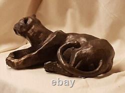 Jaguar sculpture bronze art signed LE CANN, numbered