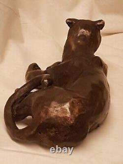 Jaguar sculpture bronze art signed LE CANN, numbered