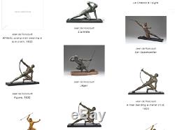 Jean De Roncourt Sculpture Regulates Hunter Jäger Pendulum Art Deco Bronze No. 1930