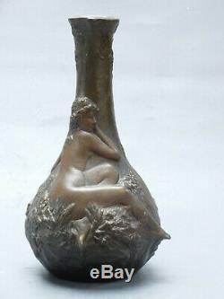 Jean Garnier Vase Art Nouveau Bronze Sculpture 1900 Female Nude Galle Guimard
