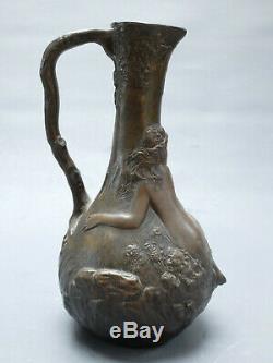 Jean Garnier Vase Art Nouveau Bronze Sculpture 1900 Female Nude Galle Guimard