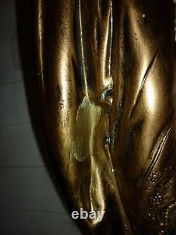 LARGE PLASTER SCULPTURE with bronze patina h81cm Art Workshop France Signed