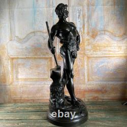 Large Ancient Art Bronze Statue Signed MAURICE CONSTANT 60 Cm The BLACKSMITH