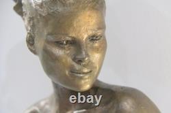 Large Artistic Flower Nude, Bronze Art Sculpture Signed LE CANN, Numbered
