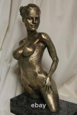 Large Artistic Flower Nude, Bronze Art Sculpture Signed LE CANN, Numbered