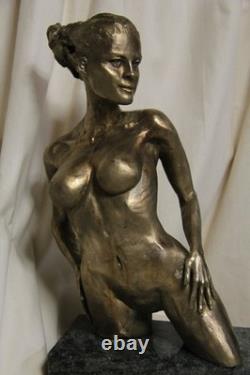 Large Artistic Flower Nude, Bronze Art Sculpture Signed LE CANN, Numbered