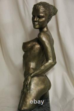 Large Artistic Flower Nude, Bronze Art Sculpture Signed LE CANN, Numbered