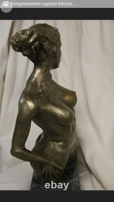Large Artistic Flower Nude, Bronze Art Sculpture Signed LE CANN, Numbered