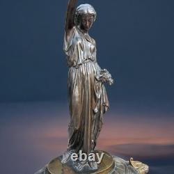 Large Bronze Pendulum by Aimé Millet, Flora Sculpture Art Nouveau 19th Century