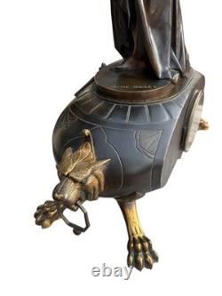 Large Bronze Pendulum by Aimé Millet, Flora Sculpture Art Nouveau 19th Century
