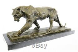 Large Bronze Sculpture Statue Tiger Lion Panther Puma Cougar Cat African Art