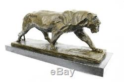 Large Bronze Sculpture Statue Tiger Lion Panther Puma Cougar Cat African Art