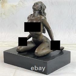 Large Handcrafted Bronze Sculpture Statue Art Figurine of a Girl