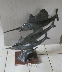 Large Sculpture Art Deco Animalière 3 Swordfish Bronze 74 CM