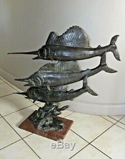 Large Sculpture Art Deco Animalière 3 Swordfish Bronze 74 CM