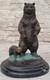 Large And Fierce Art Deco Wild Bear Bronze Sculpture Statue Nr