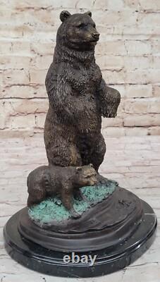 Large and Fierce Art Deco Wild Bear Bronze Sculpture Statue Nr