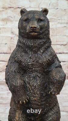Large and Fierce Art Deco Wild Bear Bronze Sculpture Statue Nr