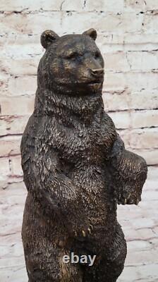 Large and Fierce Art Deco Wild Bear Bronze Sculpture Statue Nr