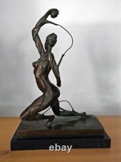 Large bronze sculpture futuristic art / Metropolis style android woman