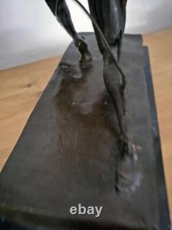 Large bronze sculpture futuristic art / Metropolis style android woman