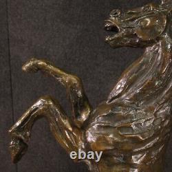 Large bronze sculpture horse signed equestrian statue 20th century art
