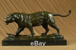 Lethal Predator Jungle Jaguar Bronze Sculpture Milo Marble Figurine Art Deco