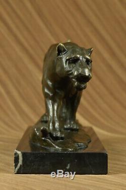 Lethal Predator Jungle Jaguar Bronze Sculpture Milo Marble Figurine Art Deco