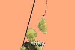 Little Girl Fishing Figurine Art Deco Bronze Sculpture Statue Home Decor Gift