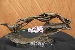 'Lost' Wax Bronze Greyhound Racing Dogs Sculpture Figurine Signed Art Statue'