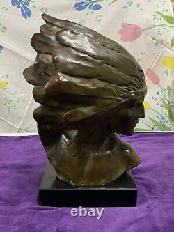 Louis Sosson Superb Bronze Sculpture Bronze Patina Brune Indian Bust Period Art Deco