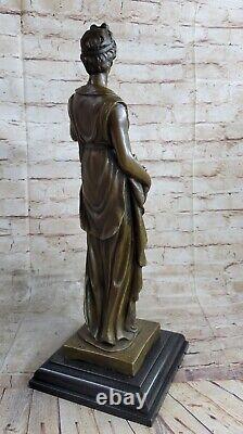 Magnificent Roman Maiden True Bronze Sculpture Art Deco Roman Goddess Decor