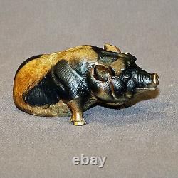 Magnificent bronze sculpture statue limited edition signed number pig art figurine
