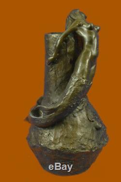 Main Art Nouveau Mermaid Vase By Aldo Vitaleh Bronze Sculpture Figurine