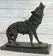 Majestic Bronze Art Sculpture Statue Wolf Classic Bronze Signed Barye