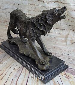 Majestic Bronze Art Sculpture Statue Wolf Classic Bronze Signed Bugatti
