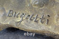 Majestic Bronze Art Sculpture Statue Wolf Classic Bronze Signed Bugatti