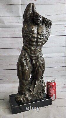 Male Muscle Chair Posing Sexy Gay Interest Bronze Sculpture Marble Statue Art