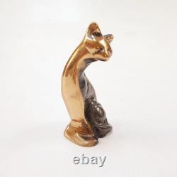 Massive bronze sculpture of a sitting cat signed by Yves Lohé decoration