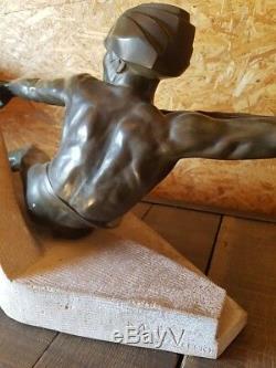 Max Le Verrier Art Deco Old Rare Large Sculpture Statue Years 20 30 Bronze