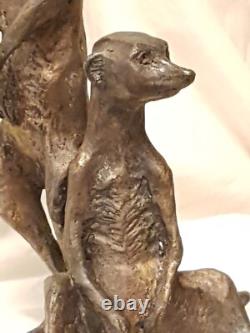 Meerkat bronze art sculpture signed LE CANN, numbered