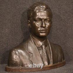 Men's Sculpture In Bronze Half Bust Carved Vintage Artwork Art 900
