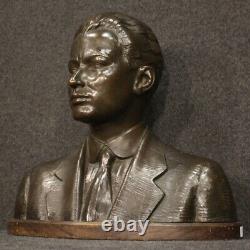 Men's Sculpture In Bronze Half Bust Carved Vintage Artwork Art 900