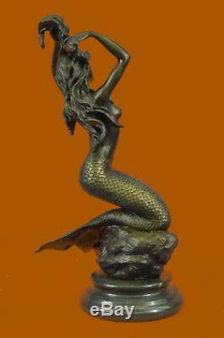 Mermaid Sea Nautical Bronze Sculpture Statue Figurine By Lost Wax Method Art T