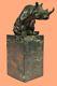 Milo Signed Animal Statue With Art Deco Style Bronze Sculpture Figurine