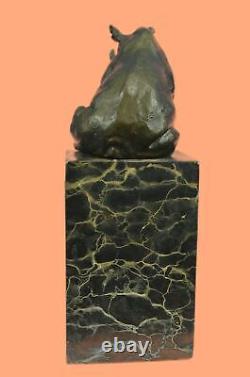 Milo Signed Animal Statue With Art Deco Style Bronze Sculpture Figurine