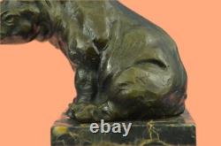 Milo Signed Animal Statue with Art Deco Style Bronze Sculpture Figurine