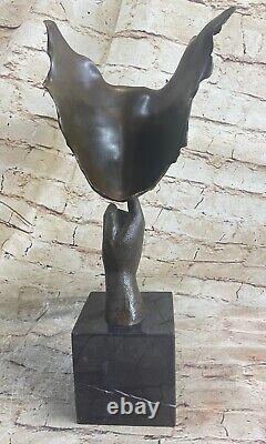 Modern Abstract Bronze Sculpture by Dali Detailed Figurine Opening
