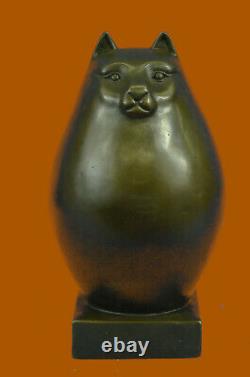 Modern Art Bronze- Fat Cat, Signed A Tribute To Botero Bronze Sculpture Deco