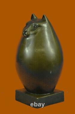 Modern Art Bronze- Fat Cat, Signed A Tribute To Botero Bronze Sculpture Deco